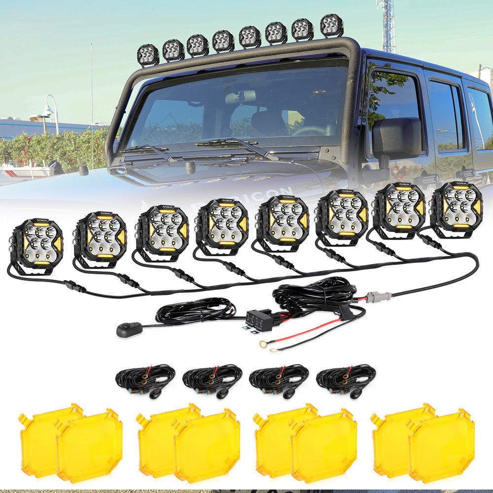 CUBE-Z Series 4 Inch LED Pod Lights Off Road Lights with White DRL &amp; Amber Turn Signal Lights