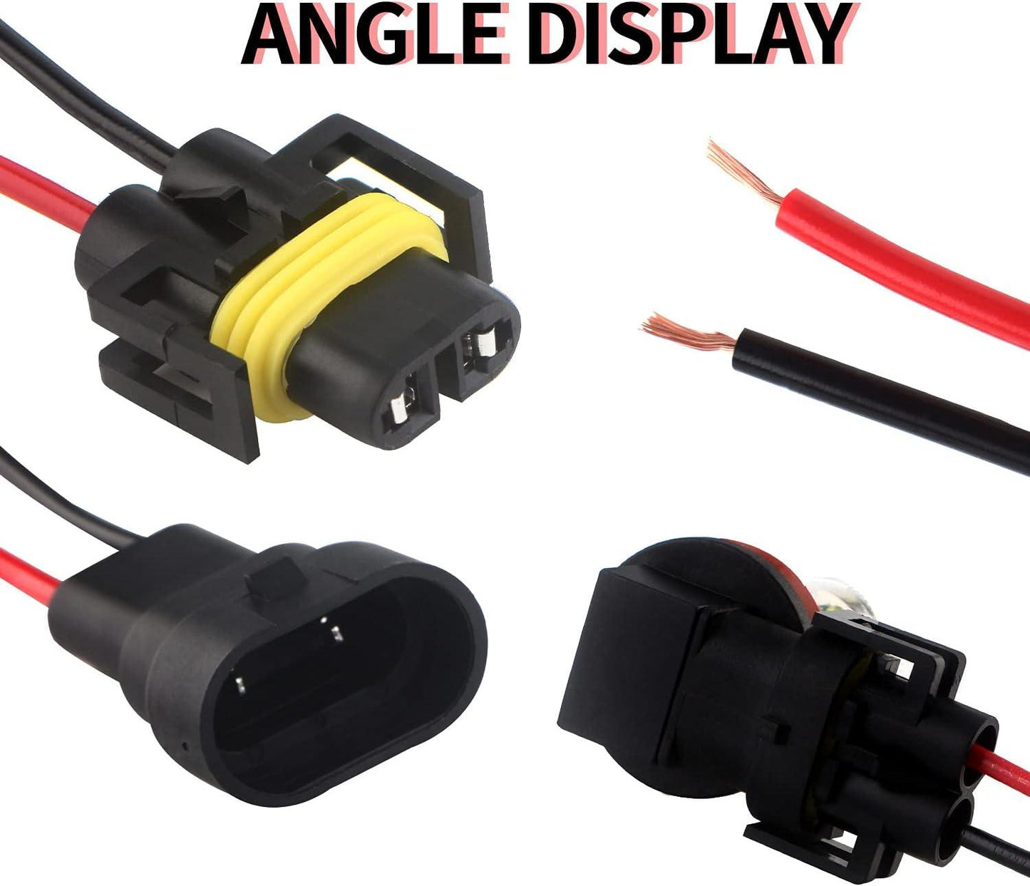 H11 LED Headlight Socket Male & Female Adapter Wiring Harness Connector for Headlight/Fog Light 4pcs/Set
