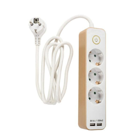 Extension cable Airam Bene, 3-OS + 2xUSB, 1.5 m / IP20 - SPEED LIGHT