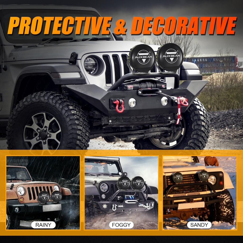 (2pcs/set) 7 Inch 240W Round Offroad LED Driving Lights with DRL+Amber/Black Covers(Optional) for SUV ATV UTV Trucks Pickup Boat 