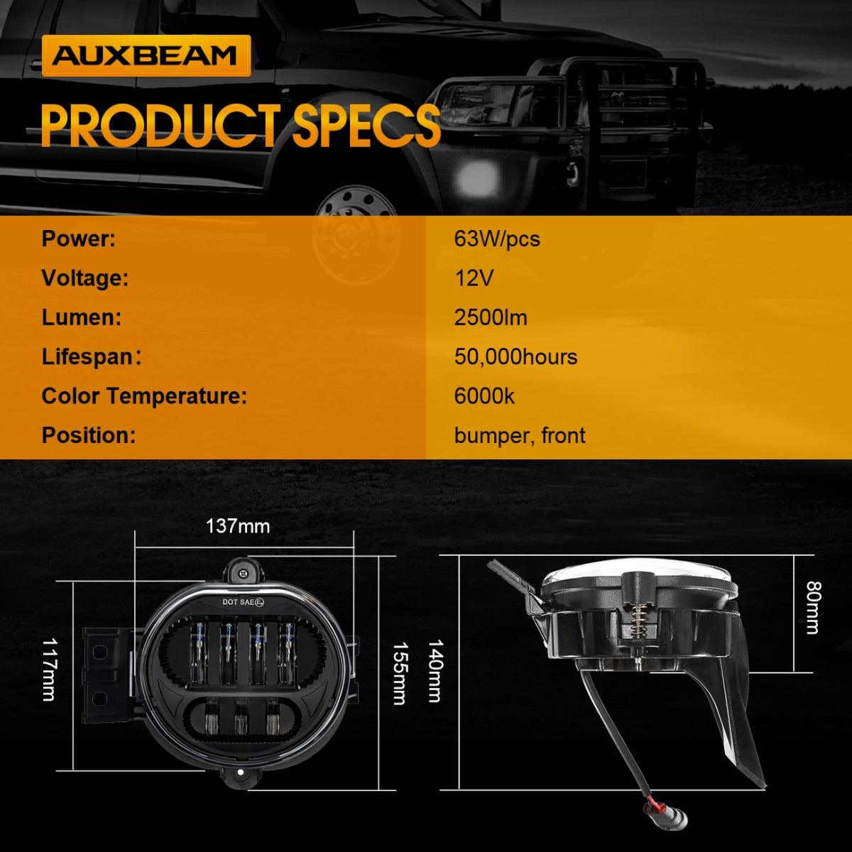 (2pcs/set) 63W Black LED Fog Light for Dodge Durango Dodge Ram 1500/2500/3500 DOT Approved