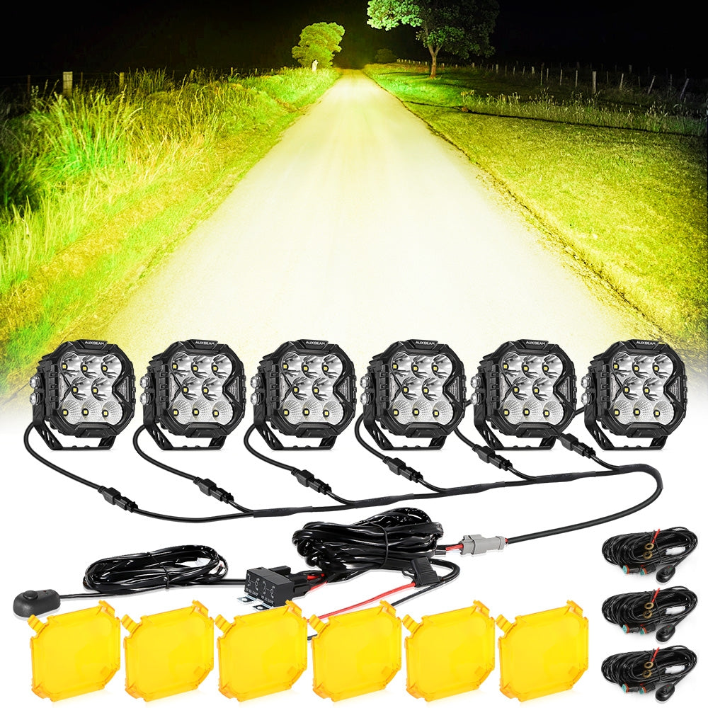 CUBE-Z Series 4 Inch LED Pod Lights Off Road Lights with White DRL &amp; Amber Turn Signal Lights