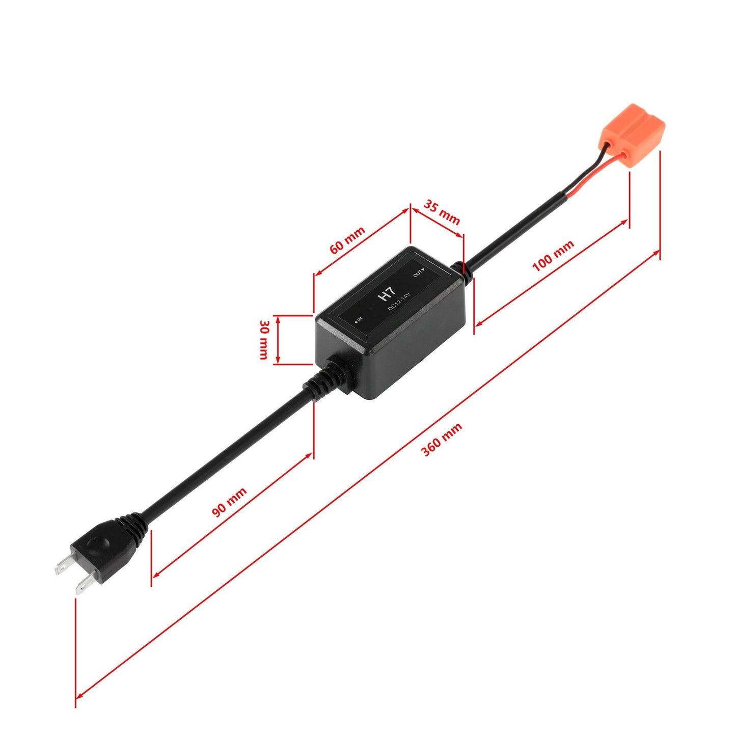 H7 C10-MODEL Enhanced LED Headlight Bulbs Canbus Decoder Anti-Flicker Hyper Flash No Warning Harness Resistor Conversion Kit 2pcs/set