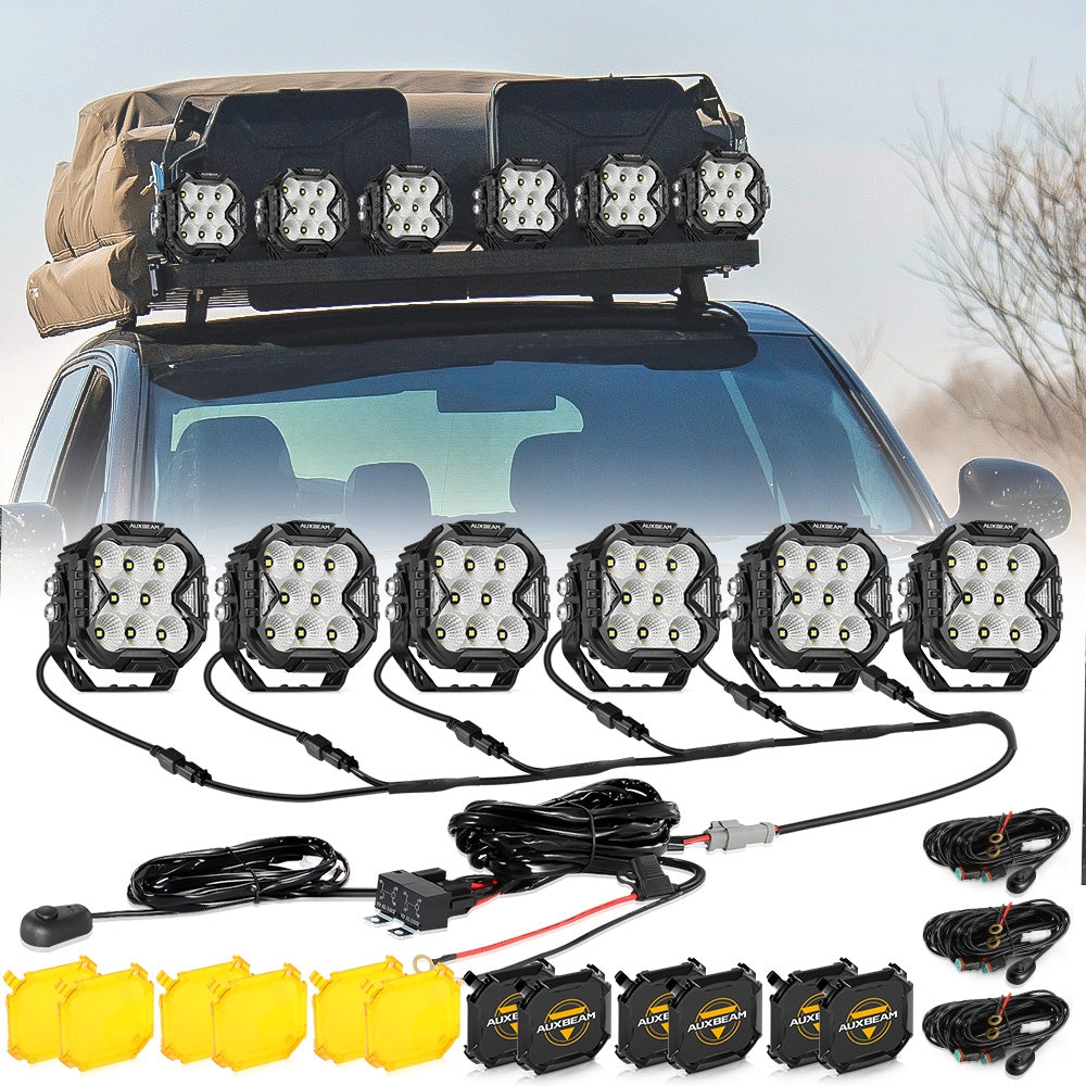 CUBE-Z Series 4 Inch LED Pod Lights Off Road Lights with White DRL &amp; Amber Turn Signal Lights