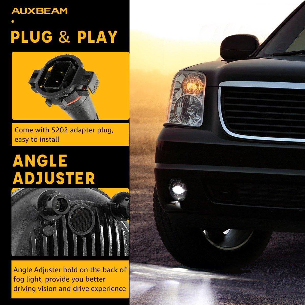 (2pcs/set) 24W Round Black LED Fog Lights 5202 for GMC Sierra 1500/2500/3500 2014-2018