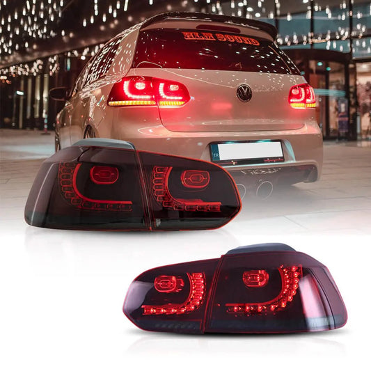 LED Tail Light Assembly With Amber Sequential Turn Signal For 2008-2014 VW Golf 6th Gen Mk6 Hetchback