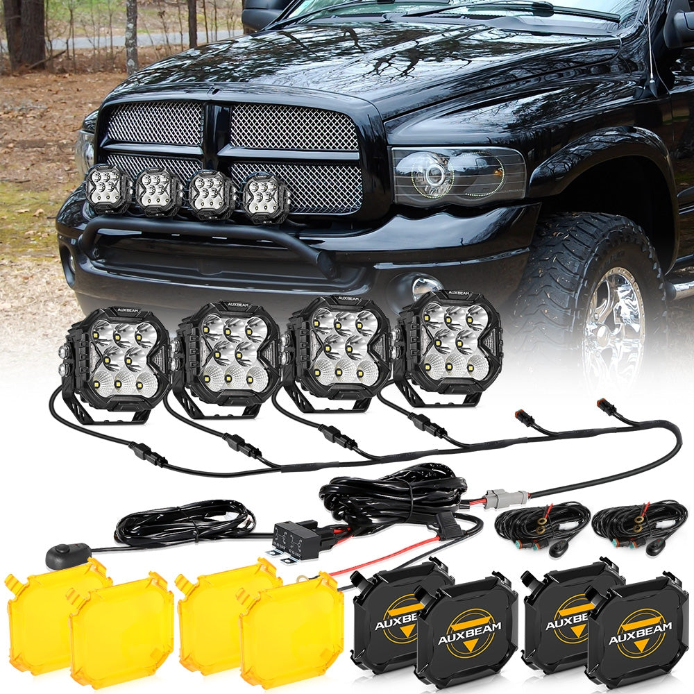 CUBE-Z Series 4 Inch LED Pod Lights Off Road Lights with White DRL &amp; Amber Turn Signal Lights