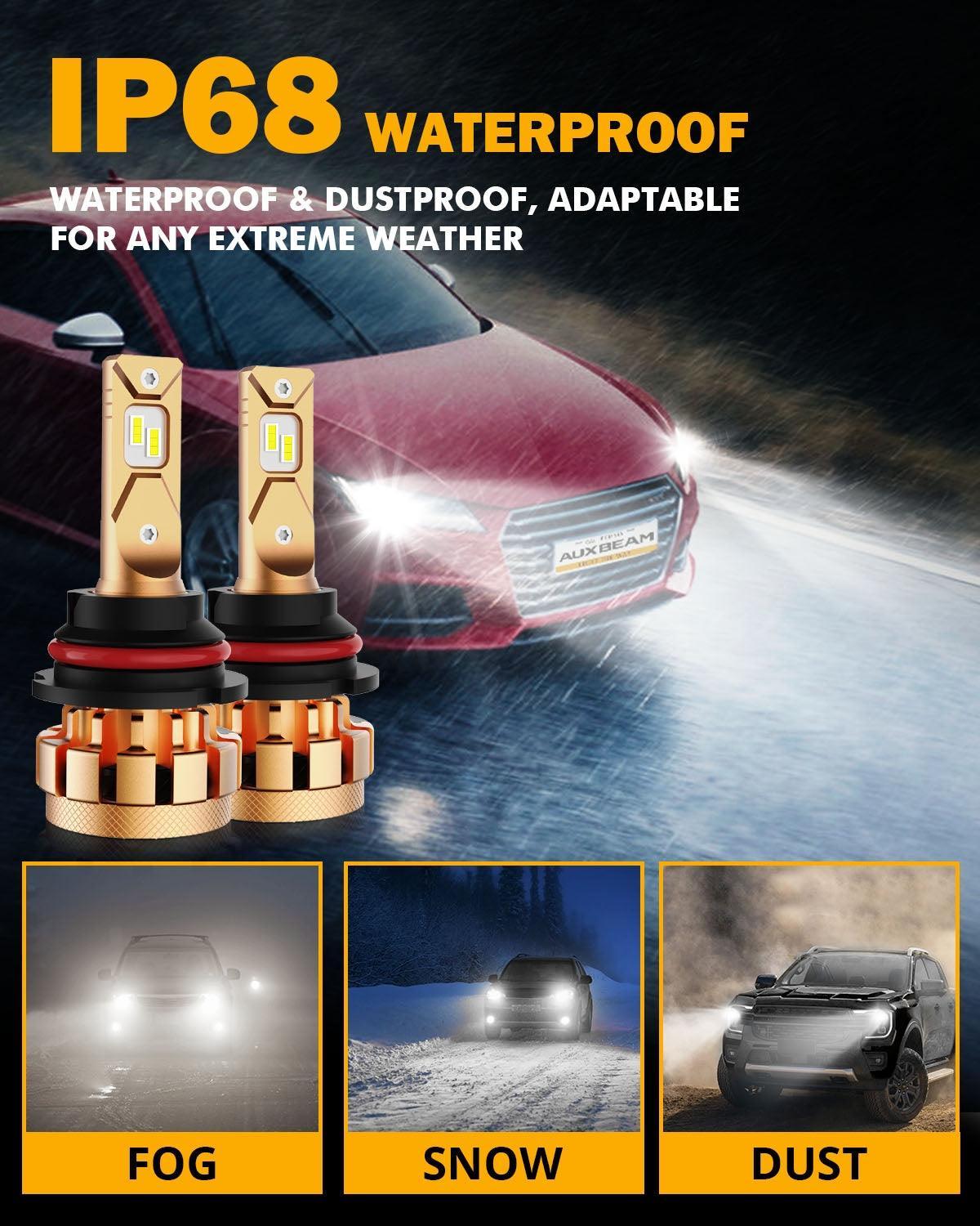9007 Bombillas LED para faros delanteros 70W 18000LM Serie F-16 Plus Más brillante 6000K Blanco frío | 2 bombillas 