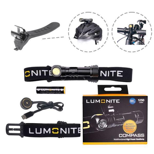Bicycle helmet lamp LUMONITE Compass, 1250 lm - SPEED LIGHT