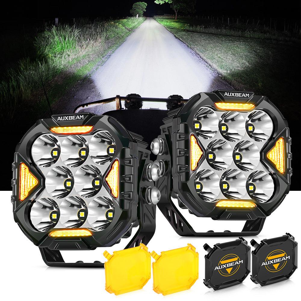 CUBE-Z Series 4 Inch LED Pod Lights Off Road Lights with White DRL &amp; Amber Turn Signal Lights