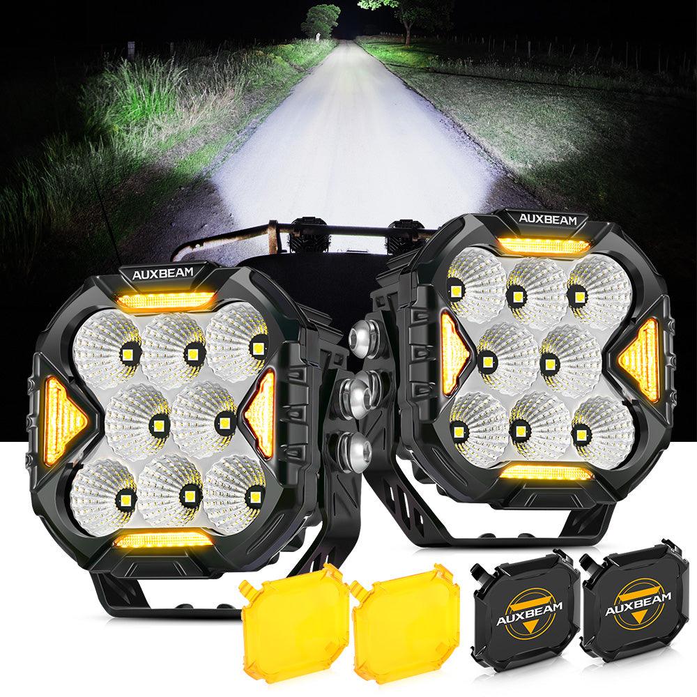 CUBE-Z Series 4 Inch LED Pod Lights Off Road Lights with White DRL &amp; Amber Turn Signal Lights