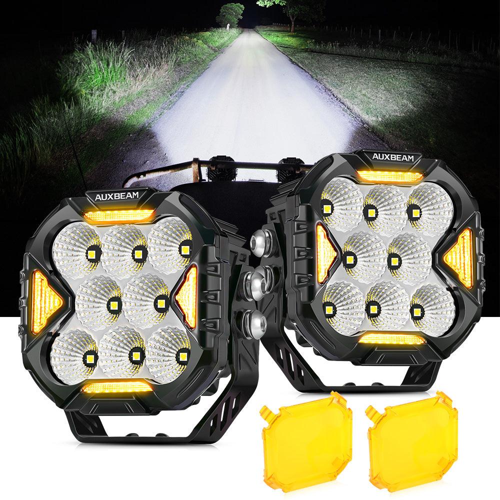 CUBE-Z Series 4 Inch LED Pod Lights Off Road Lights with White DRL &amp; Amber Turn Signal Lights