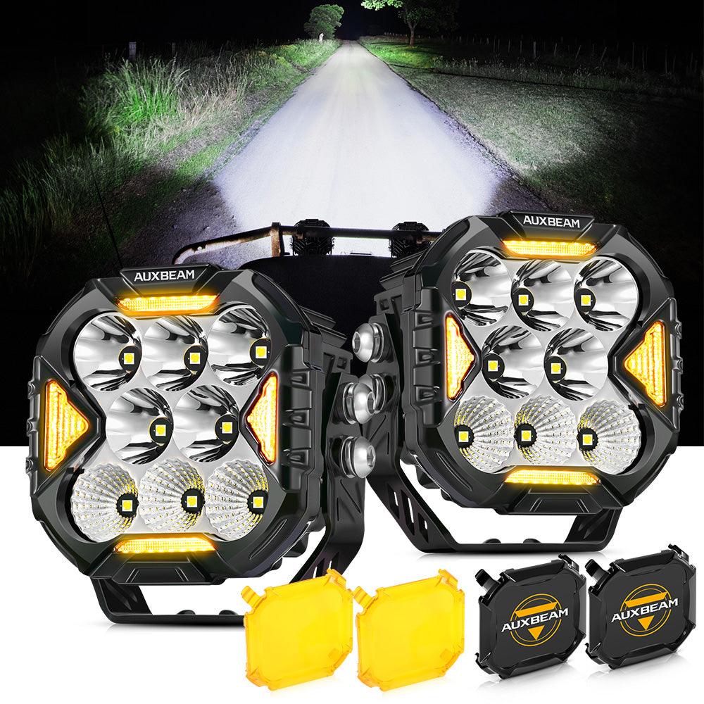 CUBE-Z Series 4 Inch LED Pod Lights Off Road Lights with White DRL &amp; Amber Turn Signal Lights
