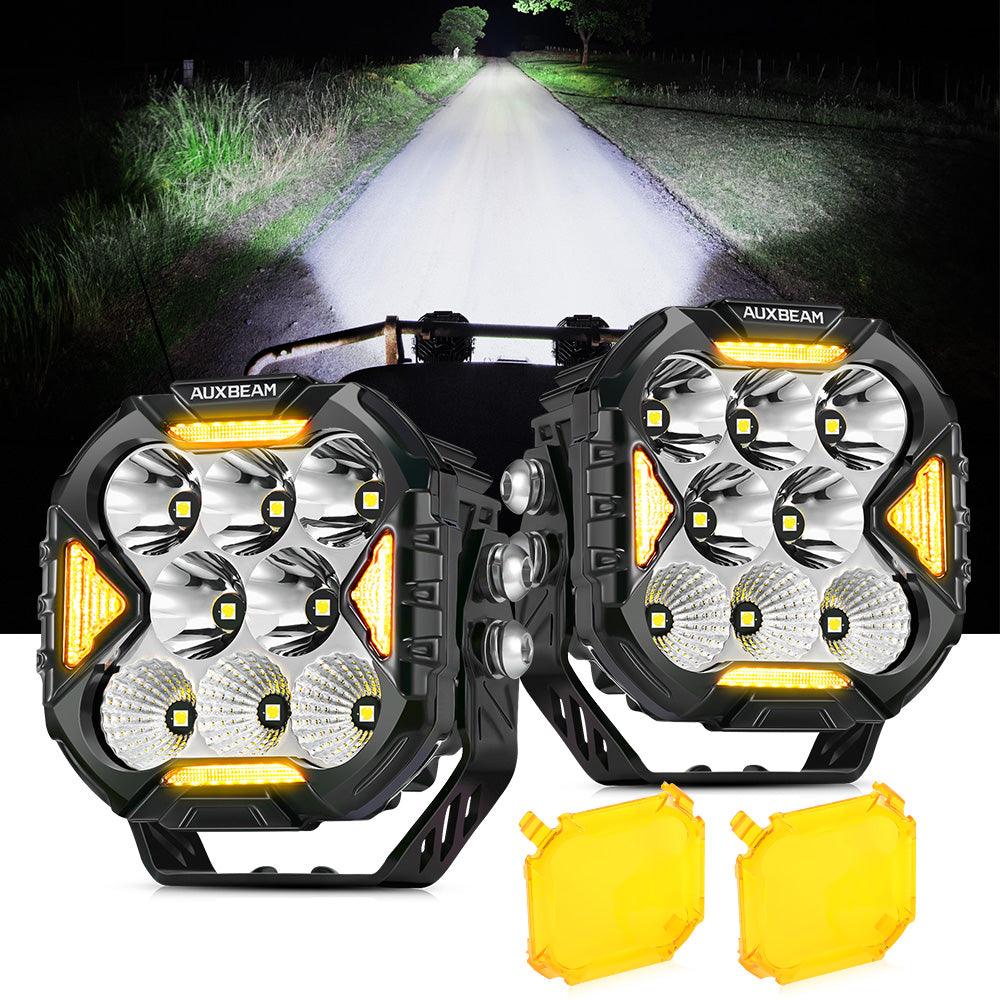 CUBE-Z Series 4 Inch LED Pod Lights Off Road Lights with White DRL &amp; Amber Turn Signal Lights