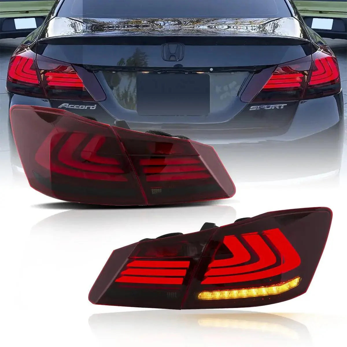 LED Tail Light Assembly With Sequential Turn Signal For 2013-2017 Honda Accord 9th Gen Sedan