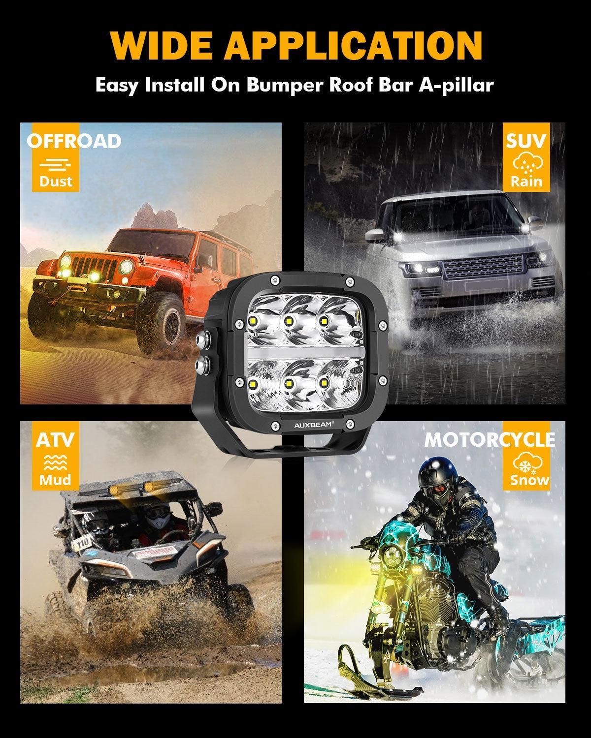 5 Inch 132W White/Amber LED Pods with Amber DRL+Bull Bar For Ford Bronco 2/4 Door 2021 2022
