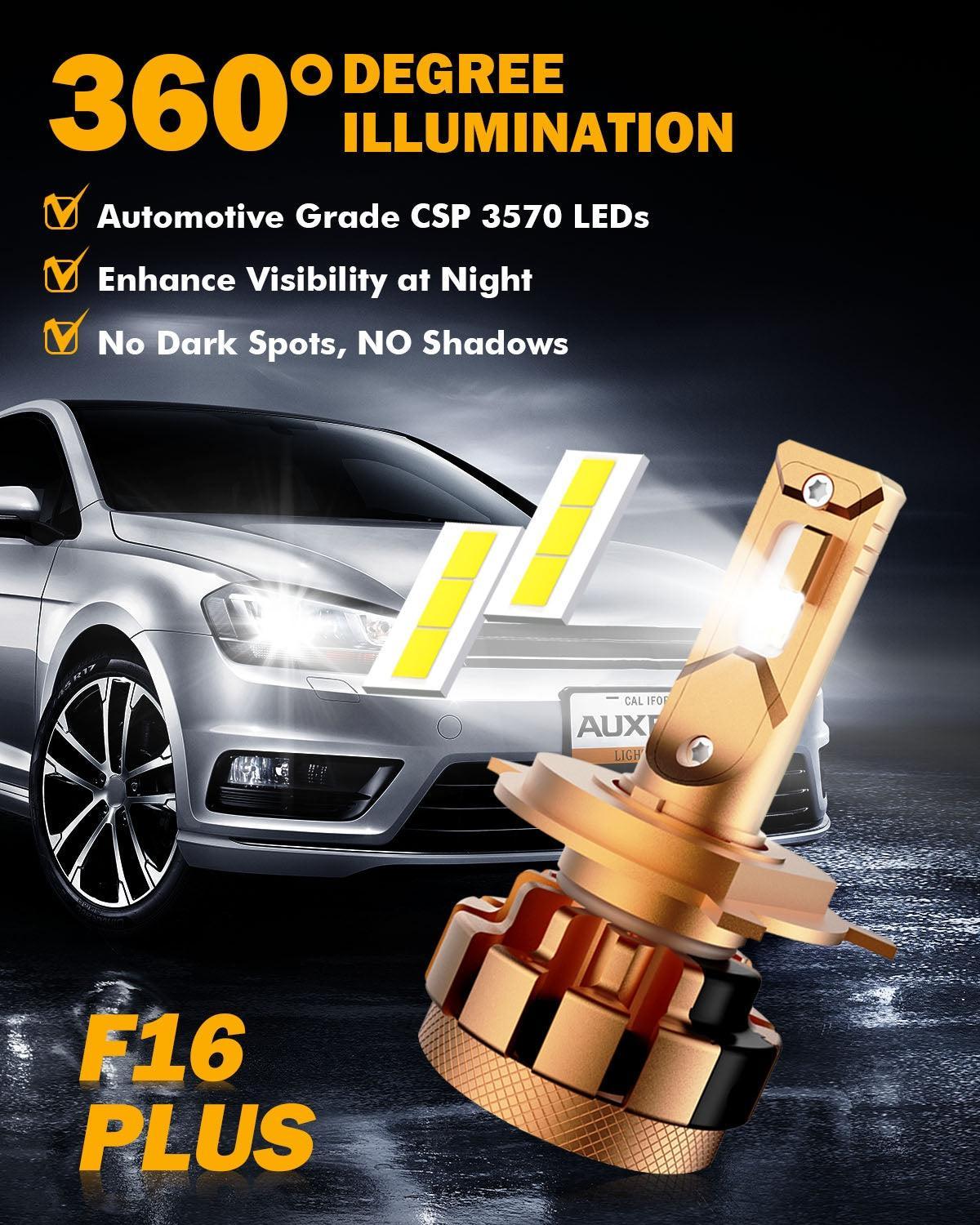 Bombillas LED para faros delanteros H4/9003 70W 18000LM Serie F-16 Plus Blanco frío 6000K más brillante | 2 bombillas 