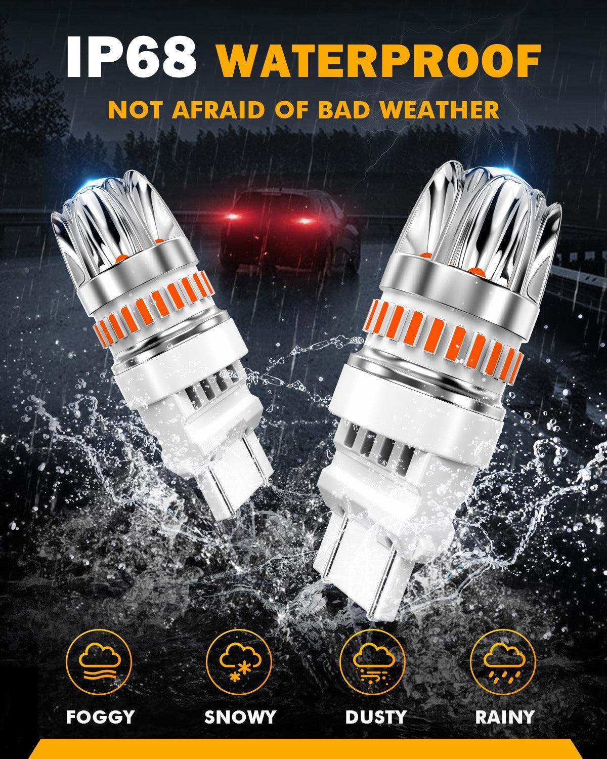 T25 3157 3156 LED Brake/Tail Light Bulbs 14W 6000LM CAN-Bus Error Free Red Y2 Series | 2 Bulbs