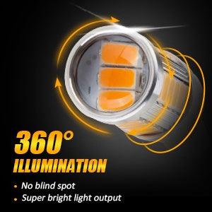 T25 3157 3156 LED Turn Signal Light Rear/Front, Side Maker Light Bulbs 20W 4000LM 3500K Amber 33LED Series | 2 Bulbs