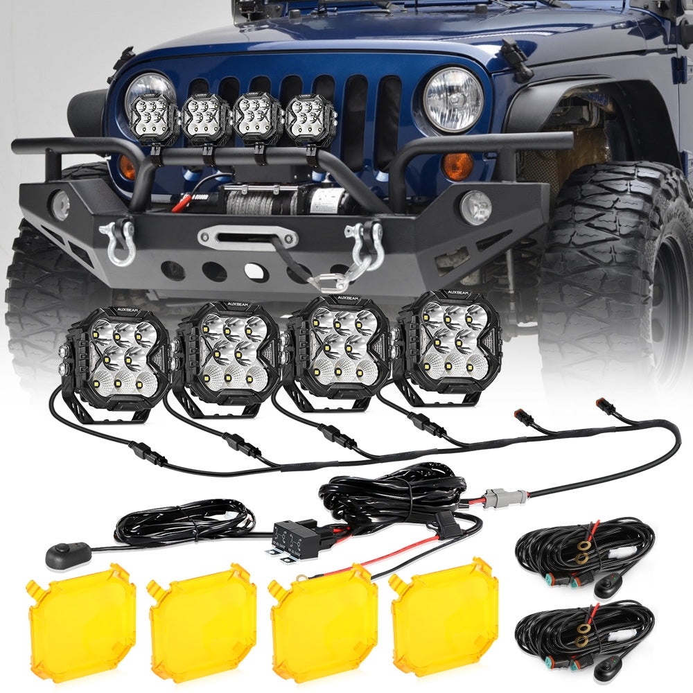 CUBE-Z Series 4 Inch LED Pod Lights Off Road Lights with White DRL &amp; Amber Turn Signal Lights