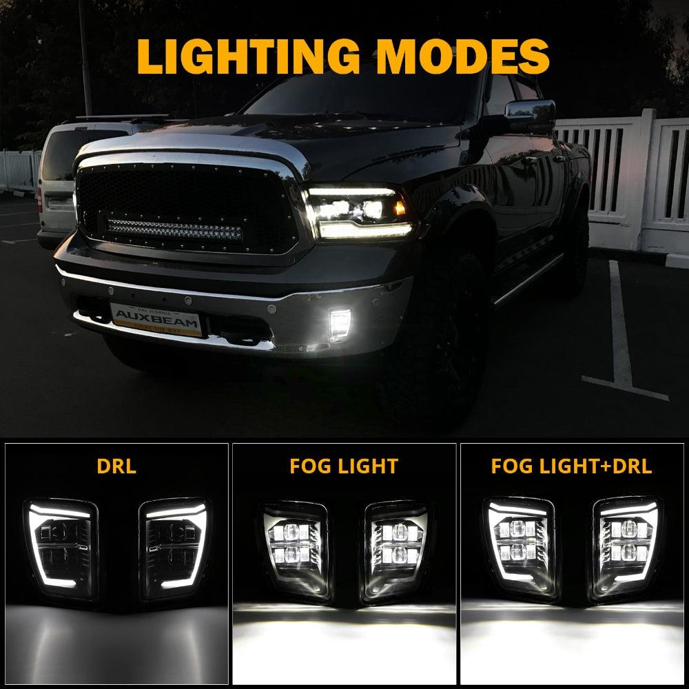 (2pcs/set) Feux de Brouillard LED Homologués DOT avec DRL pour Dodge Ram 1500 2013-2018