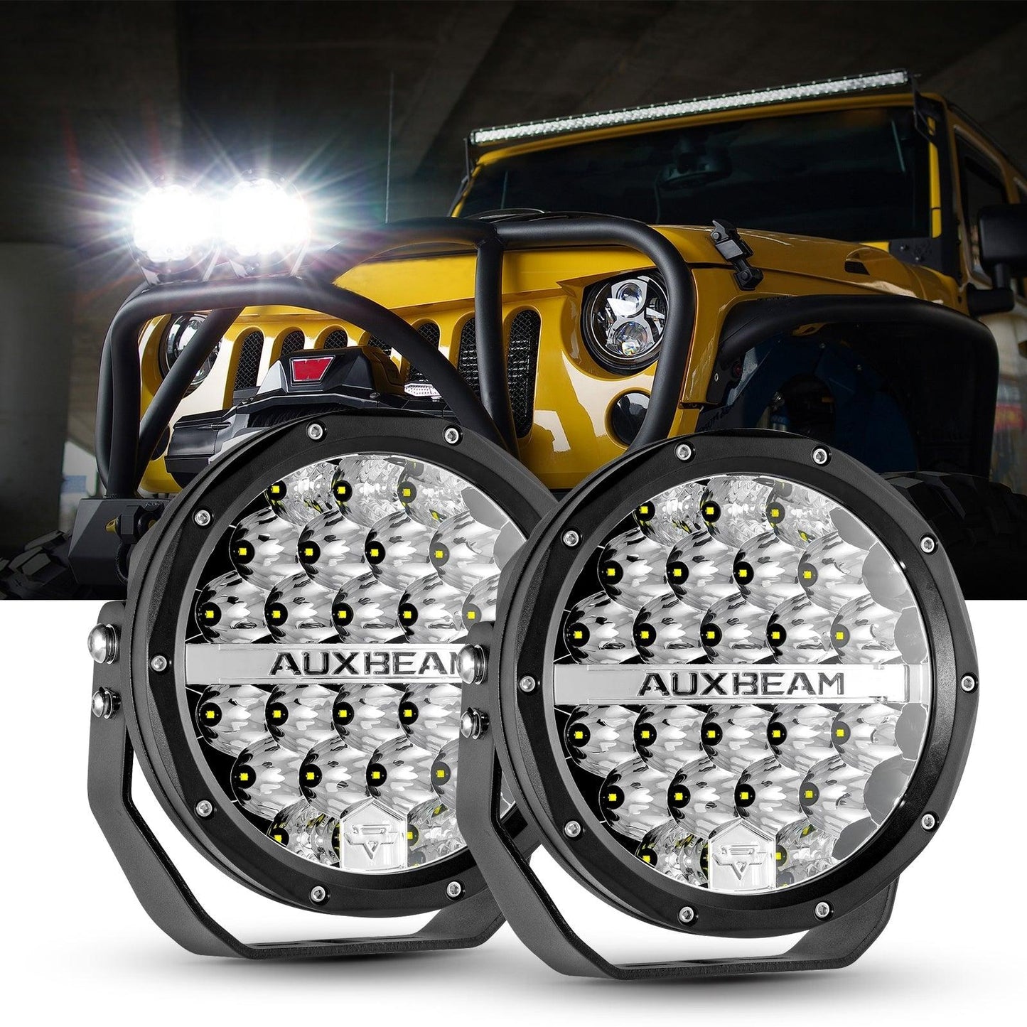 (2pcs/set) 7 Inch 240W Round Offroad LED Driving Lights with DRL+Amber/Black Covers(Optional) for SUV ATV UTV Trucks Pickup Boat 