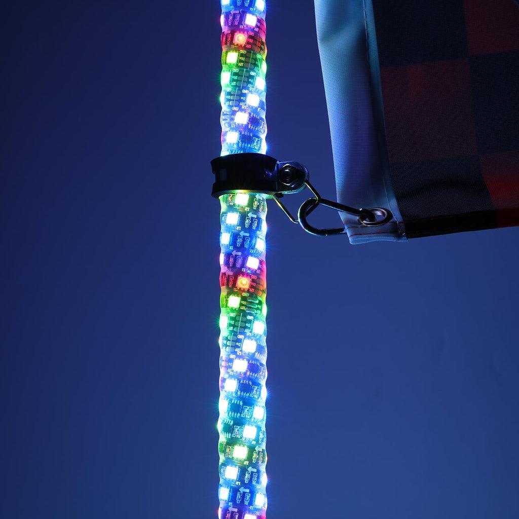 4FT RGB LED Whip Lights & RGB LED Rock Lights Set with Bluetooth Controlled