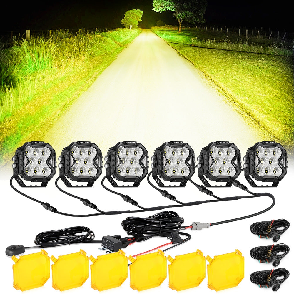 CUBE-Z Series 4 Inch LED Pod Lights Off Road Lights with White DRL &amp; Amber Turn Signal Lights