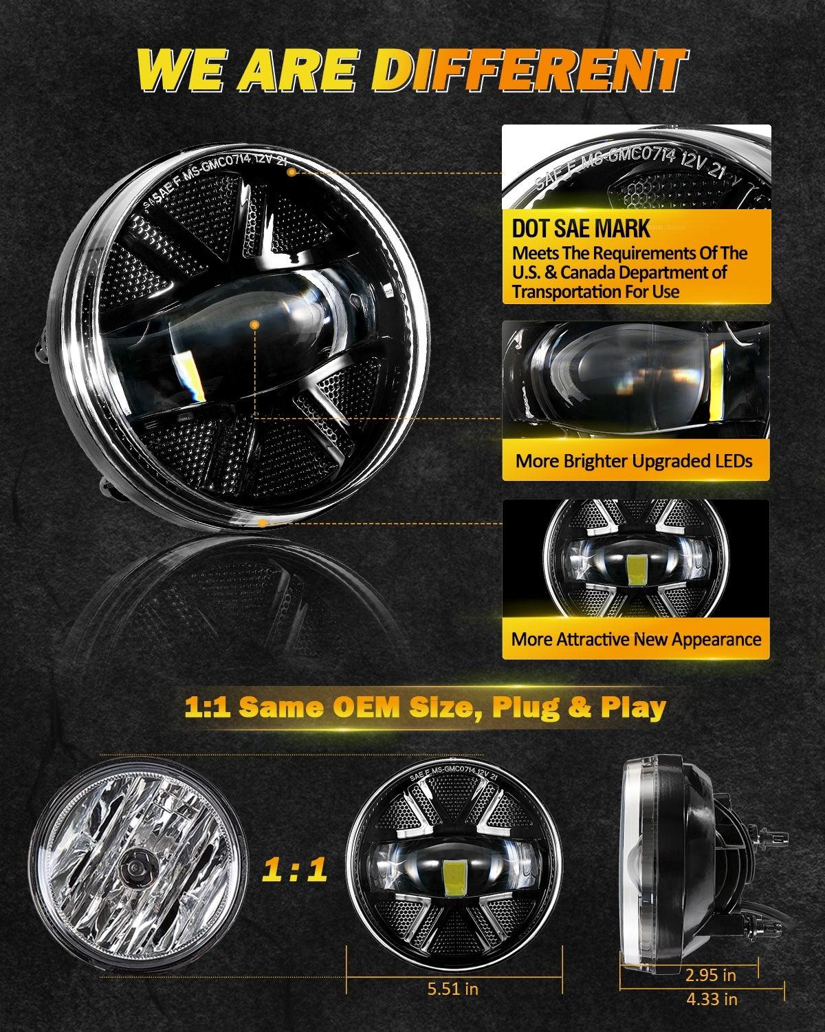 (2pcs/set) 48W LED Fog Lights DOT Approved For 2007-2013 GMC Sierra 1500 / 2007-2014 Sierra 2500HD 3500HD (Black)