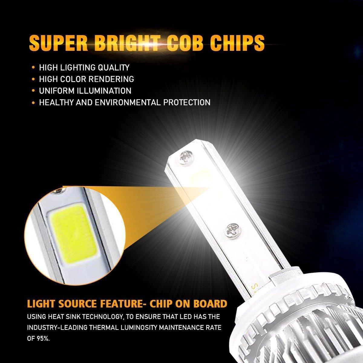 (6pcs/set) 9005+9006+9005 S2-Series COB 24000LM LED Light Bulbs High Low Beam Bundle