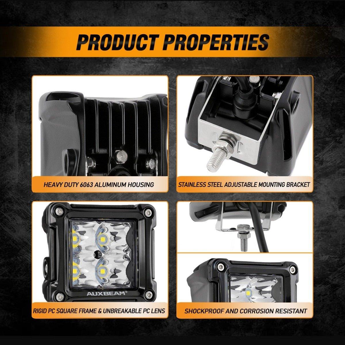 3 Inch LED Pods Light Spot/Flood Beam & A-pillar Front Roll Cage Light Mounting Brackets for 2016-2021 Polaris General