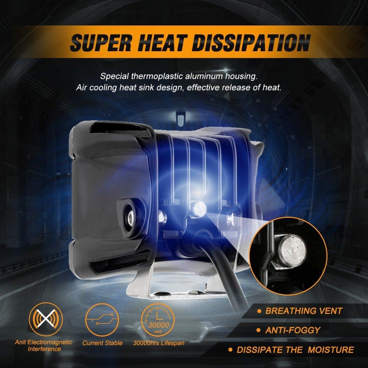 3 Inch LED Pods Light Spot/Flood Beam & A-pillar Front Roll Cage Light Mounting Brackets for 2016-2021 Polaris General