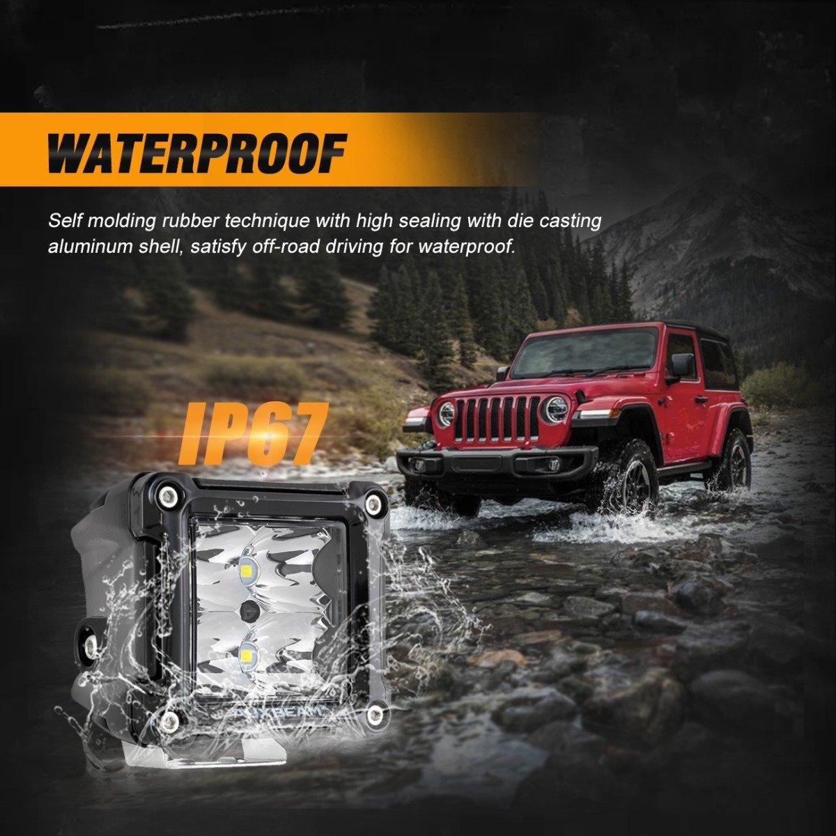 3 Inch LED Pods Light Spot/Flood Beam & Rear Roof Reversing Light LED Pod Light Brackets for 2013-2021 Polaris Ranger 570/800/900/900xp/1000/1000xp