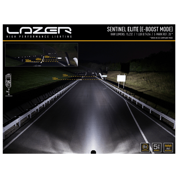 Auxiliary light Lazer Sentinel 9" Elite Parklight - Round / 23 cm / 145 W / Ref. 20 - SPEED LIGHT