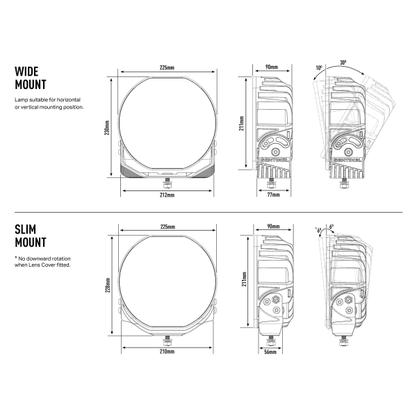 Auxiliary light Lazer Sentinel 9" Elite Parklight - Round / 23 cm / 145 W / Ref. 20 - SPEED LIGHT