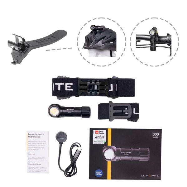 Bicycle helmet lamp LUMONITE® Vector V2, 500 lm - SPEED LIGHT