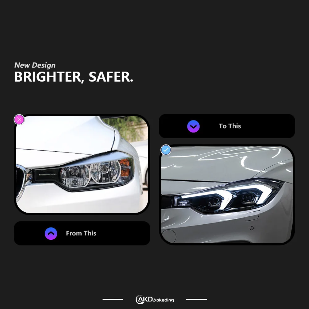 Phare LED avant BMW Série 3 F30 / F31 (2012-2016) — Version noire AKD Car Styling