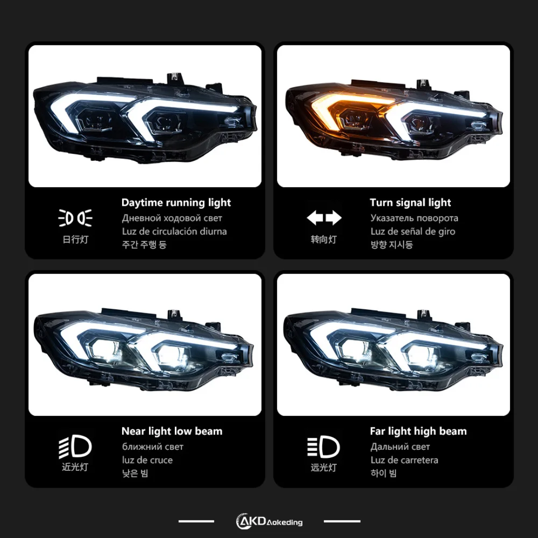 Phare LED avant BMW Série 3 F30 / F31 (2012-2016) — Version noire AKD Car Styling