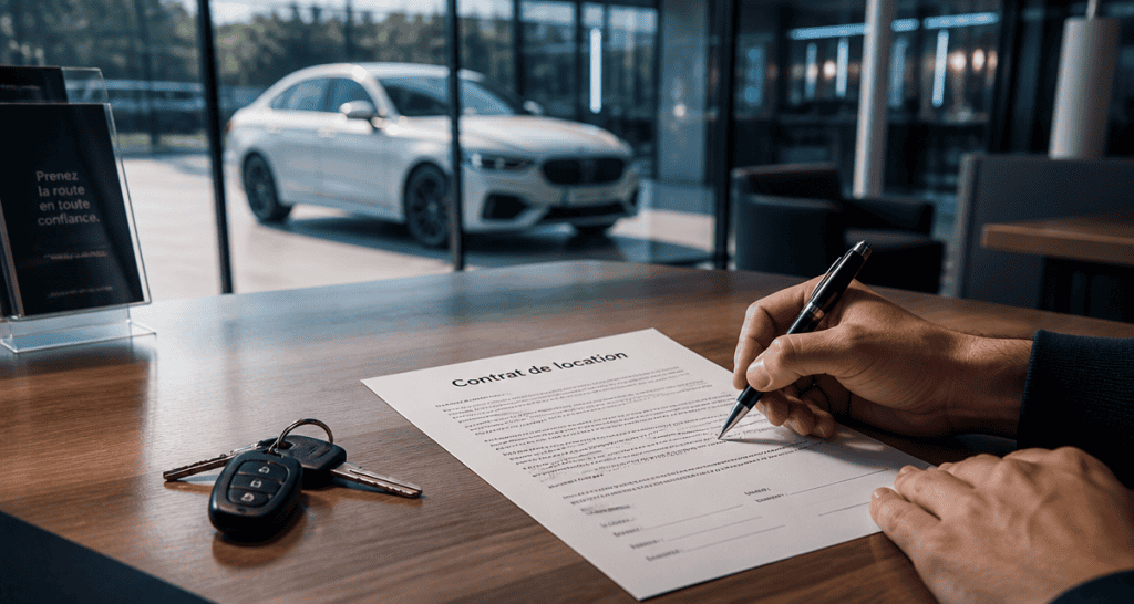 Signature contrat de location de voiture agence