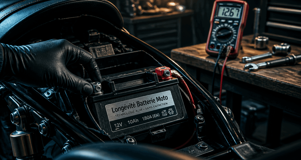 durée de vie batterie moto sur moto moderne en atelier