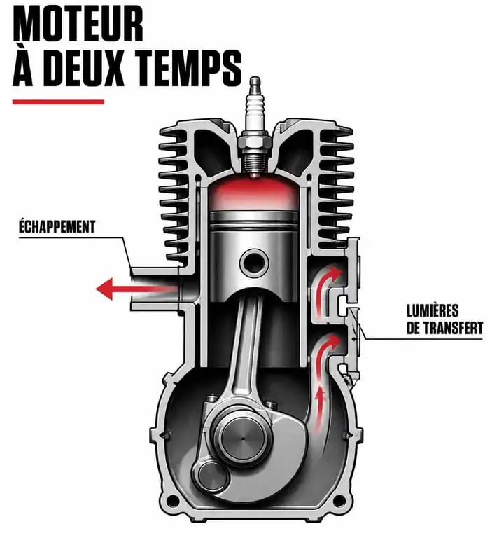 Schéma de fonctionnement d'un moteur 2 temps