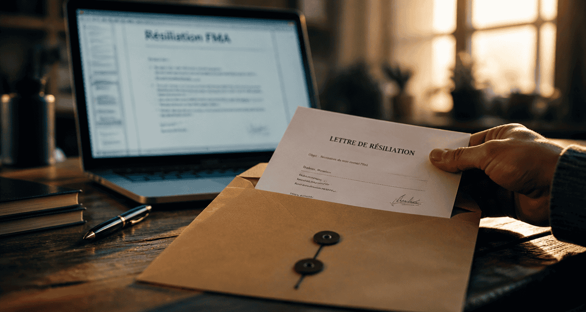 fma assurance résiliation lettre sur bureau