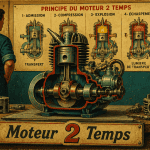 fonctionnement du moteur 2 temps sur affiche rétro