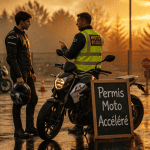 permis accéléré moto sur parking auto-école