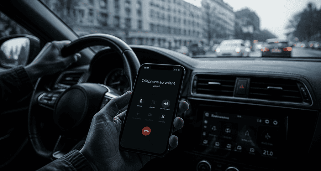 tel en voiture main conducteur smartphone