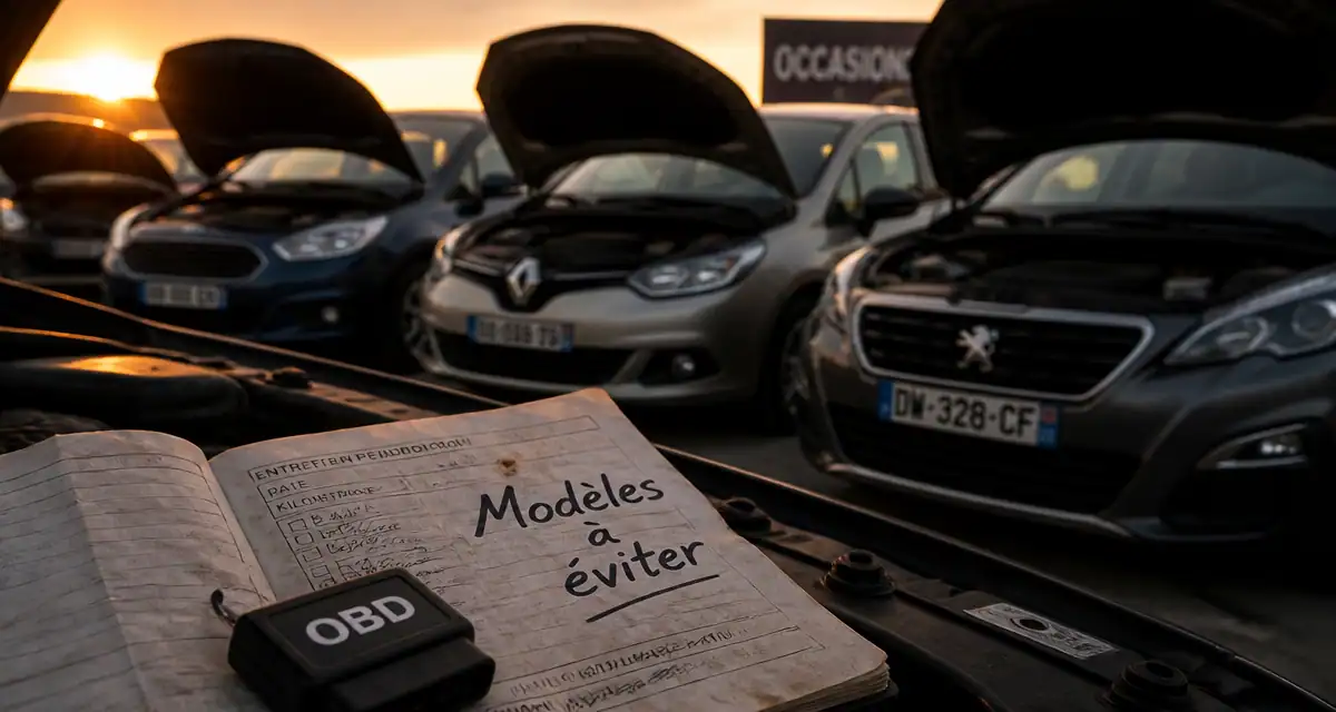 10 voitures d'occasion à éviter sur un parking, capots ouverts