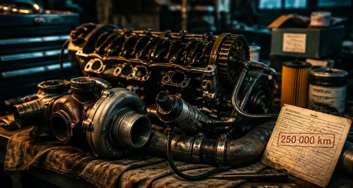 Durée de vie moteur diesel : moteur diesel sur établi, atelier, 250 000 km