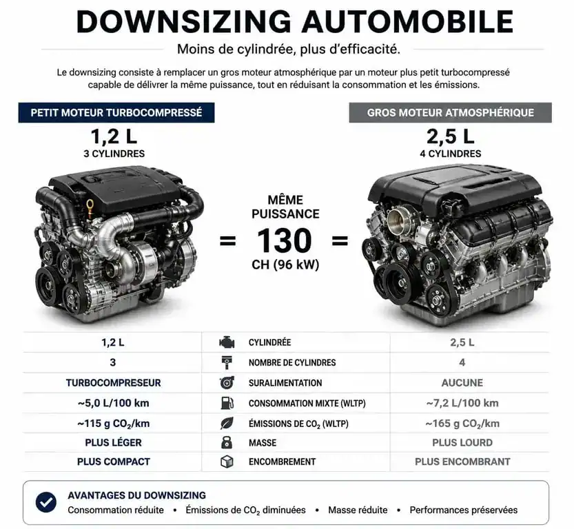Schéma explicatif du fonctionnement du downsizing moteur EcoBoost Ford