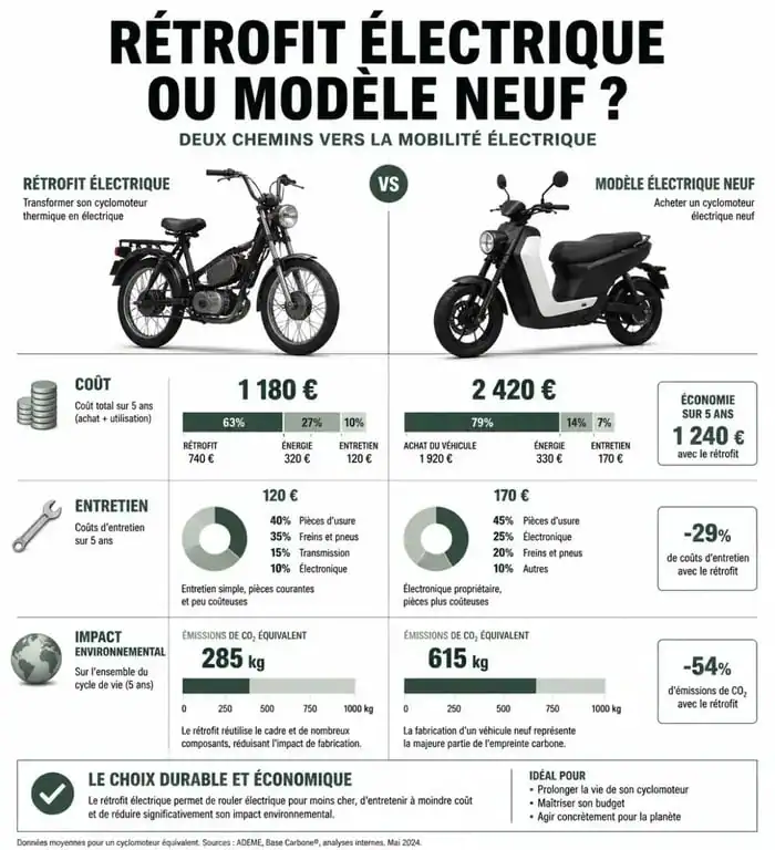 Comparatif mobylette électrique : rétrofit vs achat neuf