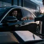 Leasing voiture Mercedes remise de clés devant concession